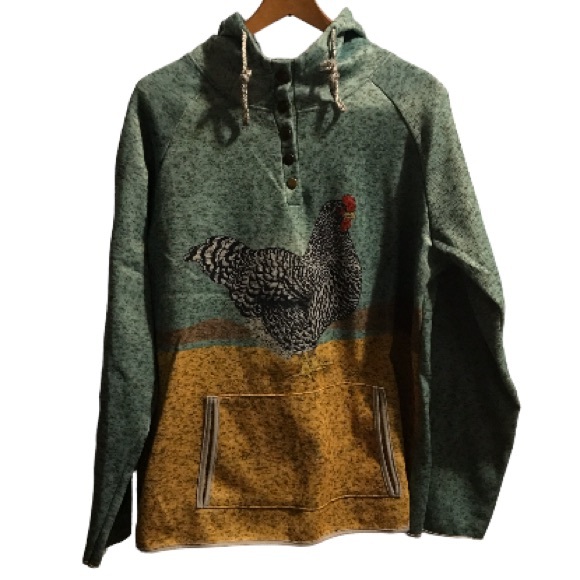 Rooster multicolor hooded sweatshirt Size 2XL - Picture 7 of 7